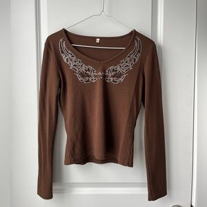 amazon brown dazzled crop tee